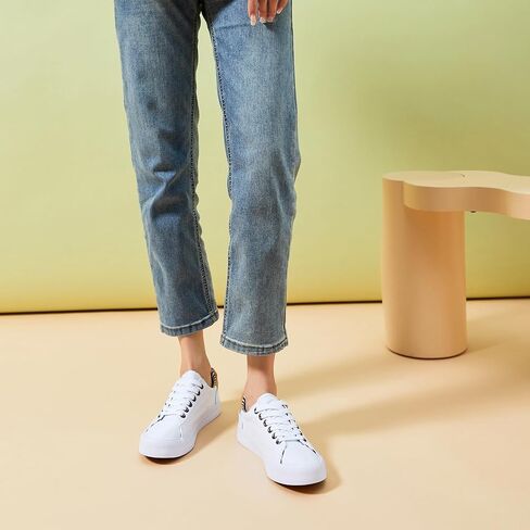 Iarus Women's Fashion Sneakers Low Top White Canvas Shoes for Womens Comfortable Breathable Lace-Up in Saudi Arabia