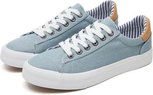 Iarus Women's Fashion Sneakers Low Top White Canvas Shoes for Womens Comfortable Breathable Lace-Up in Saudi Arabia