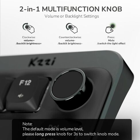 i75 Low Profile Mechanical Keyboard with Volume Knob, 75% Wireless Keyboard Tri-Mode BT/2.4G/Wired Gaming Keyboard Hot Swappable RGB Backlit, Gasket Mount Structure, Linear Red Switch-White in Saudi Arabia