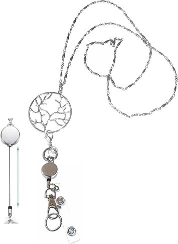 Hidden Hollow Beads Retractable Badge Reel, Heart Chain Women's Beaded Lanyard, Strong, ID Card Holder, Keys Teacher Nurse Cruise Key Keychain in Saudi Arabia