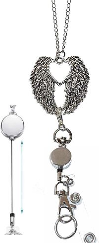 Hidden Hollow Beads Retractable Badge Reel, Heart Chain Women's Beaded Lanyard, Strong, ID Card Holder, Keys Teacher Nurse Cruise Key Keychain in Saudi Arabia