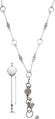 Hidden Hollow Beads Retractable Badge Reel, Heart Chain Women's Beaded Lanyard, Strong, ID Card Holder, Keys Teacher Nurse Cruise Key Keychain in Saudi Arabia