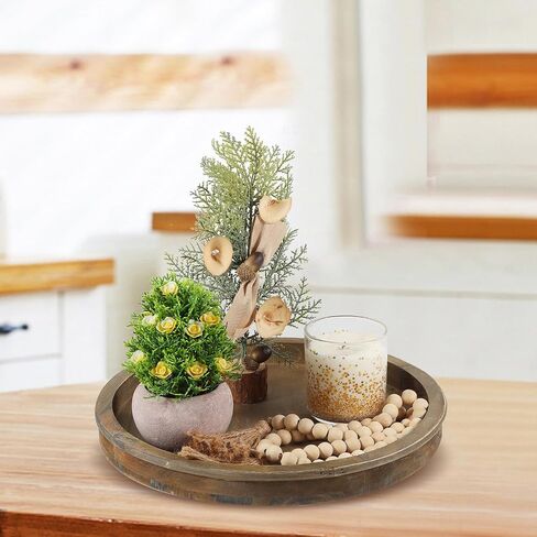 Wooden Decorative Tray, White Round Serving Tray is Suitable as Plant Tray, Rustic Wedding Decoration Tray,Beaded Decorative Tray in Saudi Arabia