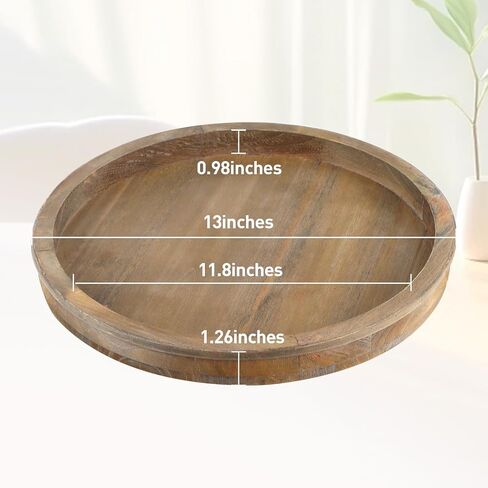 Wooden Decorative Tray, White Round Serving Tray is Suitable as Plant Tray, Rustic Wedding Decoration Tray,Beaded Decorative Tray in Saudi Arabia