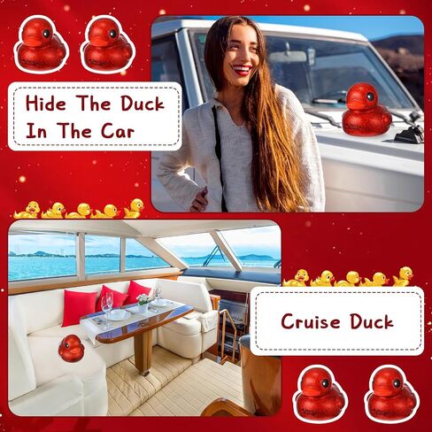 Honoson 6.89 Inch Christmas Giant Red Rubber Duck Merry Christmas Big Rubber Ducky Large Sparkly Duck Bath Toy with Squeaky Sound for Xmas Baby Shower Birthday Party Favor Gift (Glitter) in Saudi Arabia