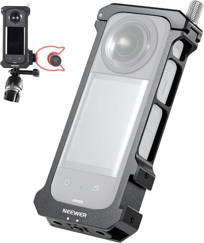 NEEWER Metal Camera Cage Compatible with Insta360 X3 Action Camera, All in One Protective Utility Frame X3 Case with Cold Shoe Mounts for Mini LED Light Mic for YouTube/TikTok Vlogging, CA010 in Saudi Arabia