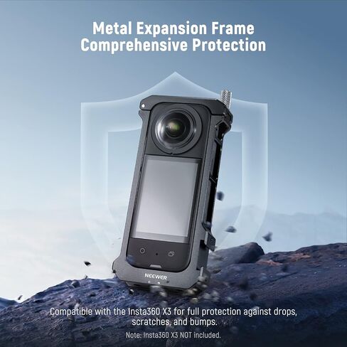 NEEWER Metal Camera Cage Compatible with Insta360 X3 Action Camera, All in One Protective Utility Frame X3 Case with Cold Shoe Mounts for Mini LED Light Mic for YouTube/TikTok Vlogging, CA010 in Saudi Arabia