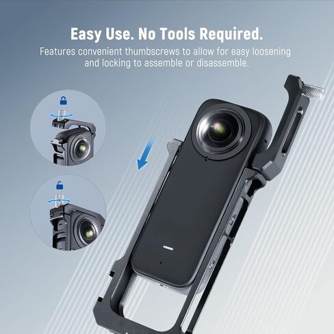 NEEWER Metal Camera Cage Compatible with Insta360 X3 Action Camera, All in One Protective Utility Frame X3 Case with Cold Shoe Mounts for Mini LED Light Mic for YouTube/TikTok Vlogging, CA010 in Saudi Arabia