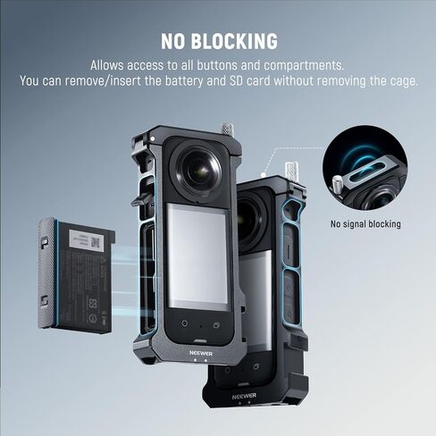 NEEWER Metal Camera Cage Compatible with Insta360 X3 Action Camera, All in One Protective Utility Frame X3 Case with Cold Shoe Mounts for Mini LED Light Mic for YouTube/TikTok Vlogging, CA010 in Saudi Arabia
