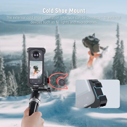 NEEWER Metal Camera Cage Compatible with Insta360 X3 Action Camera, All in One Protective Utility Frame X3 Case with Cold Shoe Mounts for Mini LED Light Mic for YouTube/TikTok Vlogging, CA010 in Saudi Arabia