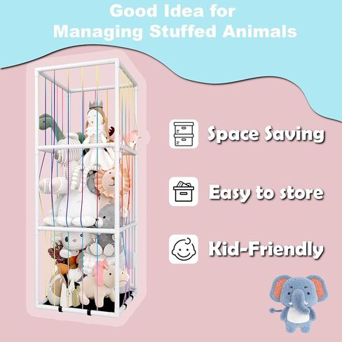 Stuffed Animal Storage Zoo, 58" Tall PVC Tube Stuffed Animal Cage, Extra Large Standing Stuffed Animal Shelf/Holder, Creative Plush Dolls Organizer for Kids Nursery Play Room Bedroom in Saudi Arabia