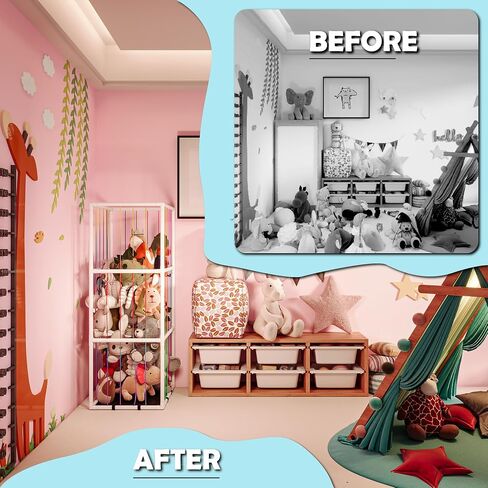 Stuffed Animal Storage Zoo, 58" Tall PVC Tube Stuffed Animal Cage, Extra Large Standing Stuffed Animal Shelf/Holder, Creative Plush Dolls Organizer for Kids Nursery Play Room Bedroom in Saudi Arabia