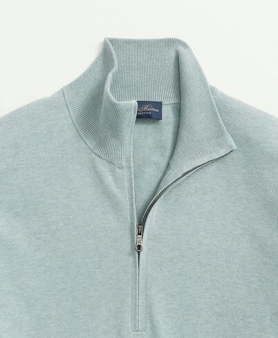 Brooks Brothers Men's Regular Fit Supima Cotton Long Sleeve Half-Zip Sweater, Light Blue/Blue, Large in Saudi Arabia