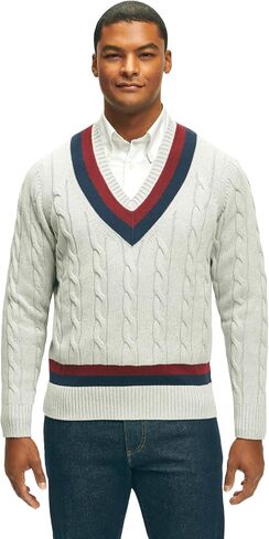 Brooks Brothers Men's Regular Fit Supima Cotton Long Sleeve Half-Zip Sweater, Light Blue/Blue, Large in Saudi Arabia