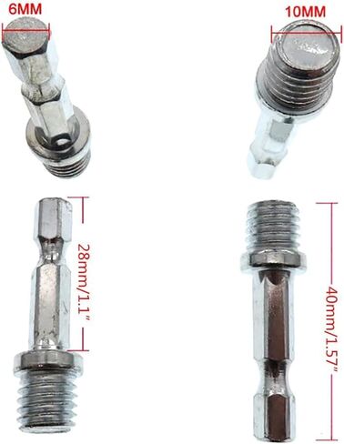 2Pcs Silver Electric Drill Accessories Outer Hexagon Conversion Rod M10+M14 Woodworking Hex Socket Adapter Converter Impact Power Drill Sockets Adapter Setsdrill Chuck Hex Shank Converter Accessories in Saudi Arabia