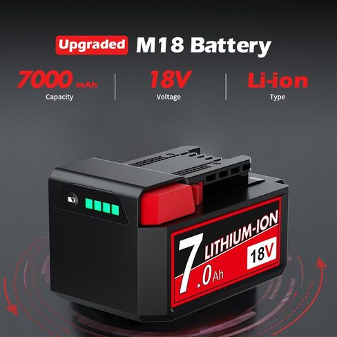 2Pack 18V 7.0Ah Replacement for Milwaukee M18 Battery Compatible with XC 48-11-1815 48-11-1820 48-11-1840 48-11-1850 48-11-1860 Cordless Power Tools in Kuwait