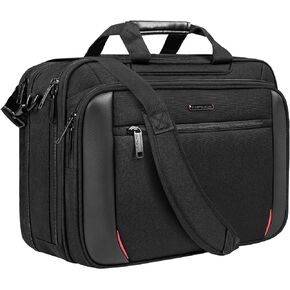 EMPSIGN Laptop Case Briefcase, 17.3 Inch Laptop Bag Expandable Messenger Bag for Men & Women Water Repellent, RFID Blocking Shoulder Bag Canvas Bag for Work, Business Travel