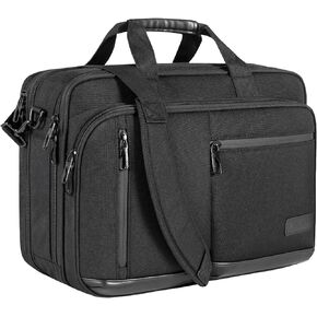 VANKEAN Laptop Briefcase for Men Women, 17.3 Inch Laptop Bag Water Repellent & Expandable Messenger Bag with Strap, Premium Shoulder Bag Womens Briefcase Computer Bag for Travel/Business, Black