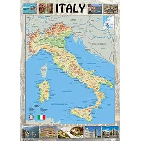 Pictorial Poster Map of Italy - 23.4 x 16.5 inches - Paper Laminated