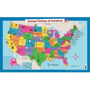 USA Wall Map for Kids with Illustrations- United States Poster Map for Home or Classroom, (18" x 29" Laminated) in Kuwait