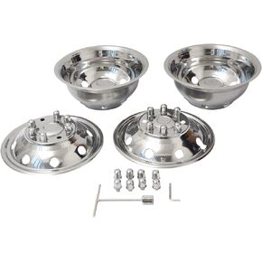 16 Inch 8 Lugs 8 Hand Holes Polished Stainless Steel Wheel Simulator Full Kits for 1992-2007 Ford E350 E450 RV Motorhome Van