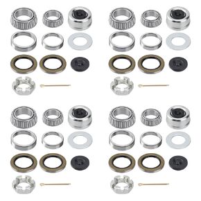 4 Sets 25580 15123 Boat Trailer Axles Bearing Kits, Grease Seals, Spindle Nuts, 2.72" Dust Caps and Rubber Plugs, Cotter Pins, Washers for 5200-6000 lb.Tandem Axles #D42 Spindle