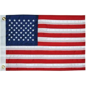 TAYLOR MADE PRODUCTS 50-Star US Boat Flag, 16" x 24", American Red, White & Blue, Stars and Stripes, Water-Repellent Fade-Resistant 200-Denier Nylon Fabric, Brass Grommets - 2424