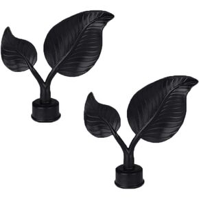 Replacement Curtain Finials Only 2 Pack, Double Leaf Head Design Decorative Rod Finials Fit for 3/4 or 7/8 Inch(18-22mm) Diameter Curtain Rods Drapery Rod Window Treatment Finials