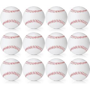 12 Pack Sports Practice Softballs, Official Size and Weight Slowpitch Softball, Unmarked Leather Covered Youth Fastpitch Softball Ball Training Ball for Games, Practice and Training