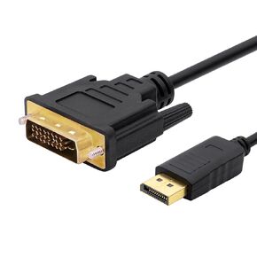 DisplayPort to DVI Adapter, DP to DVI Converter Male to Male Display Port DVI Cable for PC Computer Laptop Desktop, 1080P HD Cord Compatible with Lenovo, HP, Dell (6 Feet)-1 Pack