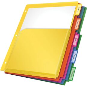Oxford Expanding Plastic Binder Dividers, Flexible Front Pockets Expand 1/4", 5 Tab, Insertable Multicolor Tabs, Letter Size, 3 Sets (89604)