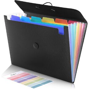 SKYDUE Accordion File Organizer, Expanding File Folder with 7 Pockets,Portable Receipt Paper Bill Document Organizer,Letter/A4 Size Filing Folder School Office Supplies,Black
