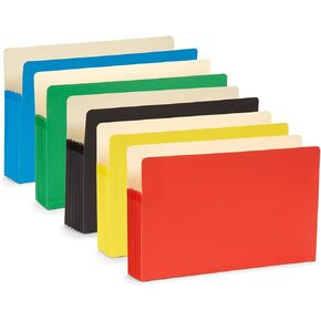 10 5" Expandable File Folders, Legal Size, Straight Cut Tab, Assorted Colors, Blue Summit Supplies, Large Expanding File Pockets Great for Organizing Bulky Files, 5 Inch Expansion, 10 Per Box