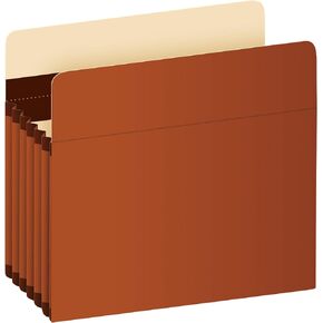 Pendaflex Expanding Accordion File Pockets, Extra Durable, Expands 5.25", Letter Size, Reinforced with Dupont Tyvek Material, 10/Box (15422) Brown