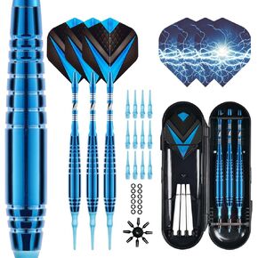 Himmbods Soft Tip Darts Set 3 Aluminum Shaft Professional Darts Plastic Tip Sets 2BA Replacement Tips + Extra 3 Dart Flights 3 Replace Plastic Shafts for Electronic Dart Board