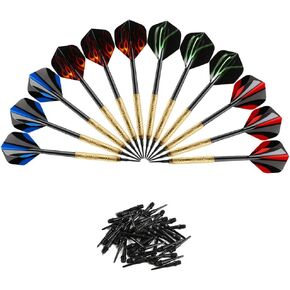 Accmor 12 Pcs Darts Plastic Tip, Soft Tip Darts Set, 14g Plastic Tipped Dart, Attach Extra 36 Black 2BA Replacement Tips, Soft Tip Darts for Electronic/Plastic Dartboard