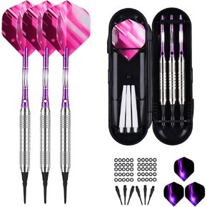 sanfeng Darts Plastic Tip Set - 18g 21g Colorful Rainbow Soft Tip Darts 50 Anti-Loose O-Rings 6 Shaft (Aluminum/Nylon 45mm) 6 Durable Flights Extra 50 Soft Tips Electronic Dartboard in Kuwait