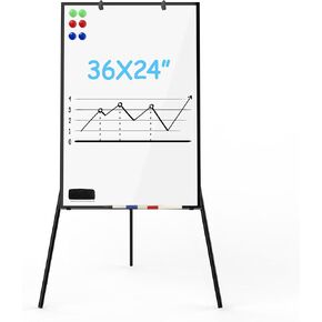 Easel-Style Dry Erase Boards,Magnetic Whiteboard 48 x 36 Inches, Height Adjust Double Sides White Board on Wheels, Dry Erase Board Easel with Stand for Office, Home & Classroom (White)