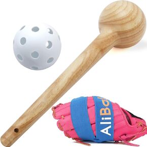 AliBall Baseball Glove Breakin Kit, A Real One-Piece Solid Construction Baseball Glove Mallet, Glove Strap，Plastic Ball Used to Shape The Glove, 3 Piece Set for Glove Mallet kit