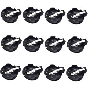 LampVPath (Pack of 12 CR2032 2025 2015 Battery Holder, Coin Cell Button Socket Holder Case, CR2032 2025 2015 Coin Cell Button Battery Holder with 2 Pin Solder Mounting Lead