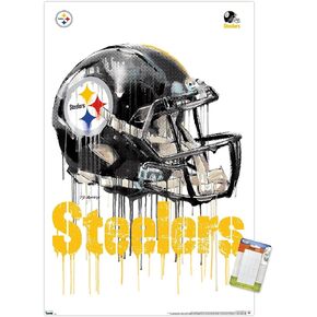 Trends International NFL Pittsburgh Steelers - Drip Helmet 20 Wall Poster, 22.375" x 34", Poster & Mount Bundle