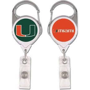WinCraft NCAA Miami Hurricanes Retractable Premium Badge Holder, Team Color, One Size