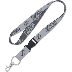 Fanatics NHL Tampa Bay Lightning 2-Tone Lanyard, 1-Inch Width, Detachable Buckle, Grey/Charcoal in Kuwait