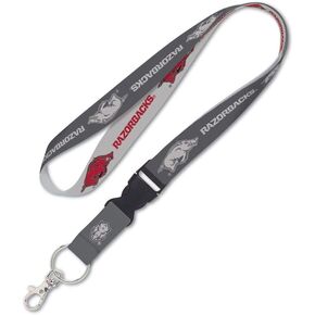 WinCraft Arkansas Razorbacks Lanyard with Detachable Buckle, 1" - Grey