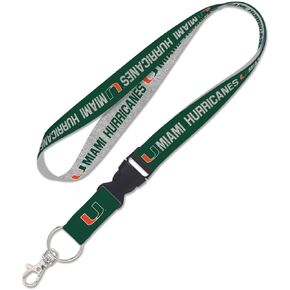 Miami (Florida) Hurricanes Lanyard with Detachable Buckle 1" Width - Heathered/Jersey Print