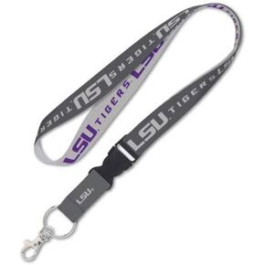 WinCraft LSU Tigers Louisiana State Tigers Lanyard with Detachable Buckle, 1" - Grey