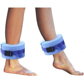 Foam Swim Aquatic Cuffs, Water Aerobics Float Ring Fitness Exercise Set, Ankles Arms Belts with Quick Release Buckle for Swim Fitness Training Set, Set of 2, Blue