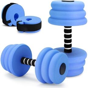 Water Aerobics Set for Aquatic Exercise, Pool Fitness Equipment Foam Water Dumbbell Set, New Upgrade Aquatic Dumbbells and Foam Swim Aquatic Cuffs, Water Workout Fitness Tool