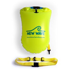 New Wave Swim Buoy for Open Water Swimmers and Triathletes - Light and Visible Float for Safe Training and Racing - High Visiblity Fluo Green