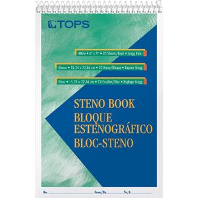 TOPS Steno Books, 6" x 9", Gregg Rule, Green Tint Paper, 70 Sheets, 12 Pack (8011)